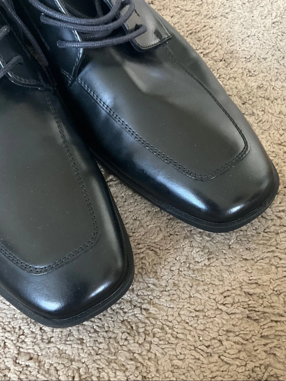 Calvin Klein Black Leather Square-Toe Derby Shoes